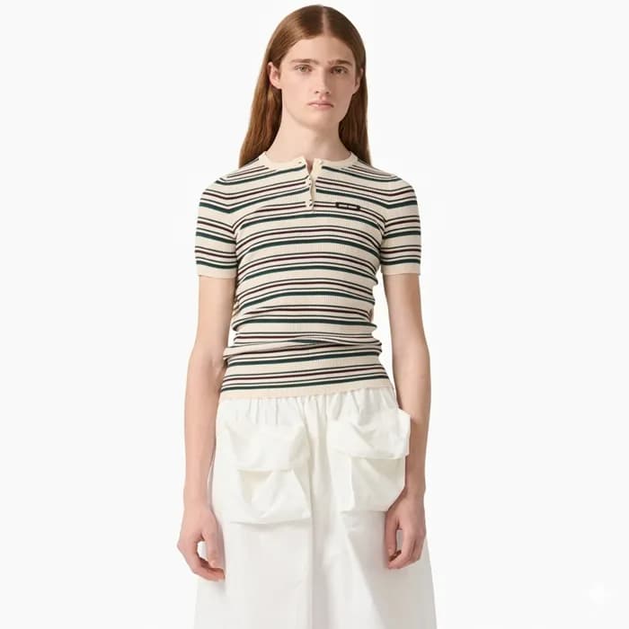 미우미우 여성 라운드 티셔츠 - Miumiu Womens Round Tshirt - mic… - 1