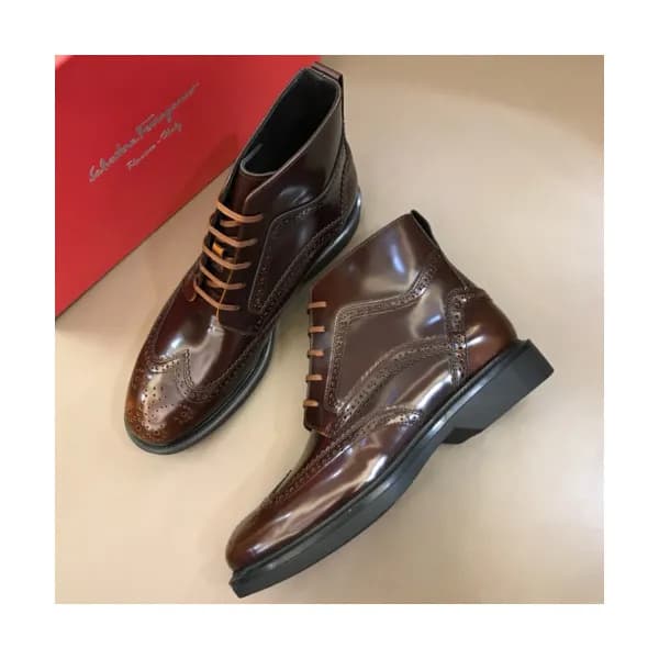 FERRAGAMO 2018 MENS LEATHER ANKLE BOOTS - 페레가모 남성… - 1