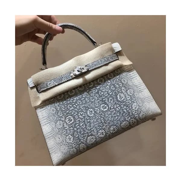 Hermes Kelly Lizard Leather Tote Shoulder Bag ,25c… - 1