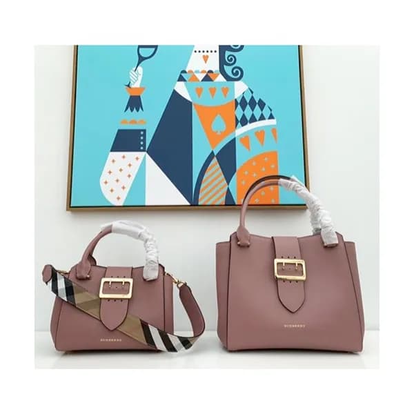 Burberry 2019 Leather Buckle Tote Shoulder Bag, 24… - 1