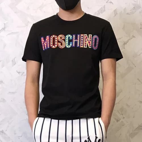Moschino 2019 Mens Logo Cotton Short Sleeved Tshir… - 1
