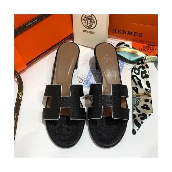 Hermes 2019 Ladies Oasis Leather Middle Heel Slipp… - 1