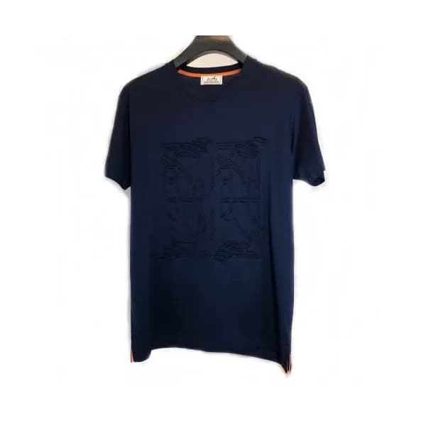 Hermes 2020 Mens Crew-neck Silket Short Sleeved Ts… - 1
