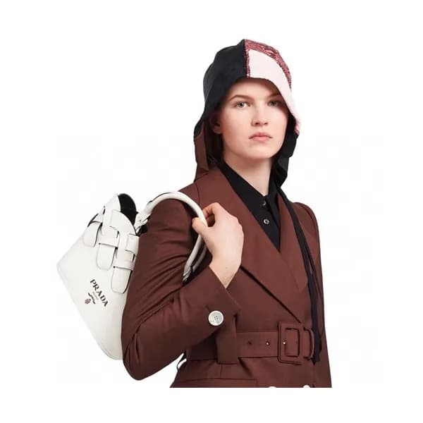 Prada 2020 Women Leather Bucket Tote Shoulder Bag … - 1