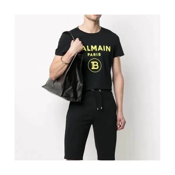 Balmain Mens Logo Cotton Short Sleeved Tshirs Bla… - 1
