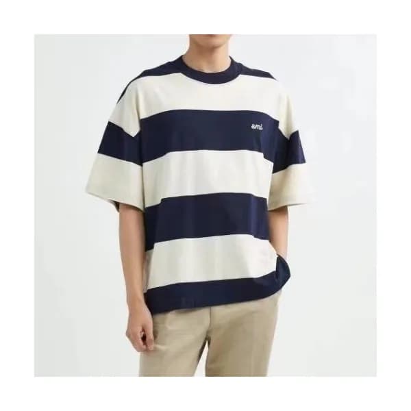 Ami Mm/Wm Casual Cotton Short Sleeved Tshirt Navy… - 1