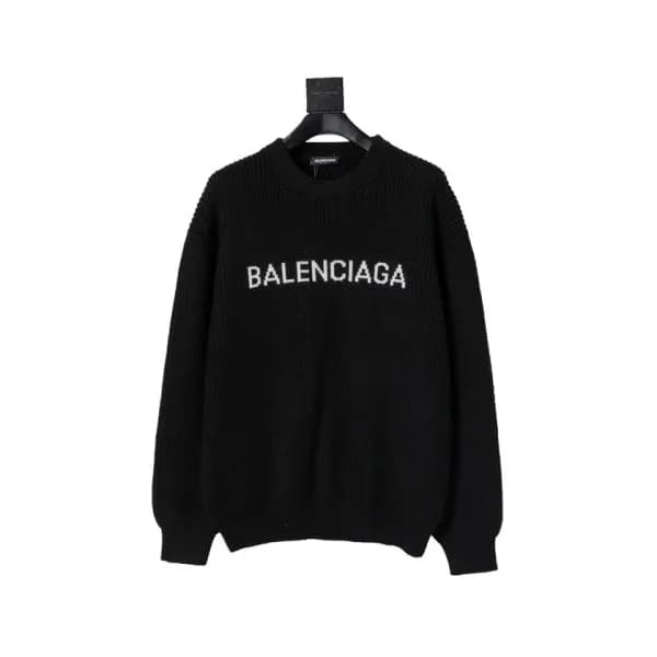 Balenciaga Mm/Wm Logo Crew-neck Sweaters Black - … - 1