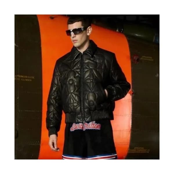 Louis vuitton Mens Logo Leather Jackets Black - 루… - 1