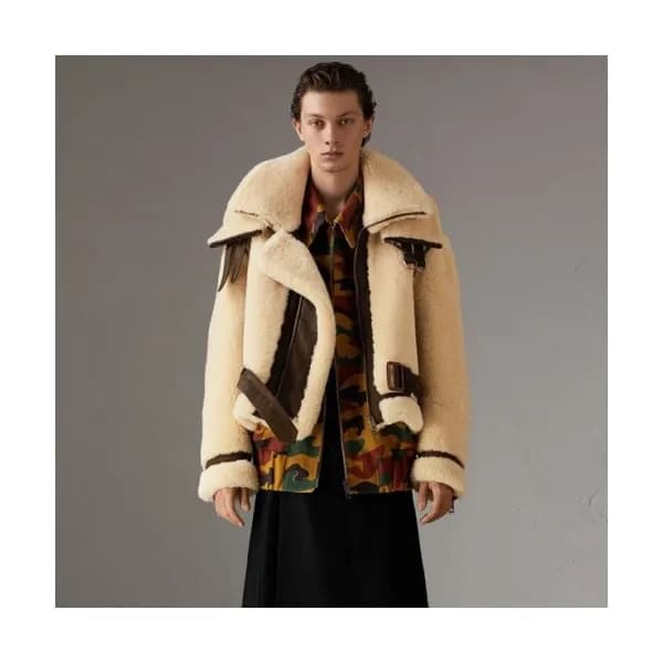 Burberry Mens Casual Leather Jackets Ivory - 버버리 … - 1