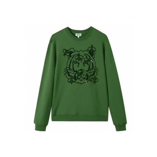 Kenzo Mens Signature Tiger Cotton Tshirts Green … - 1