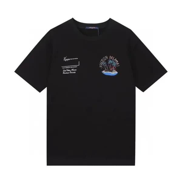 루이비통 남성 크루넥 블랙 반팔티 - Mens Black Tshirts - lou03965… - 1