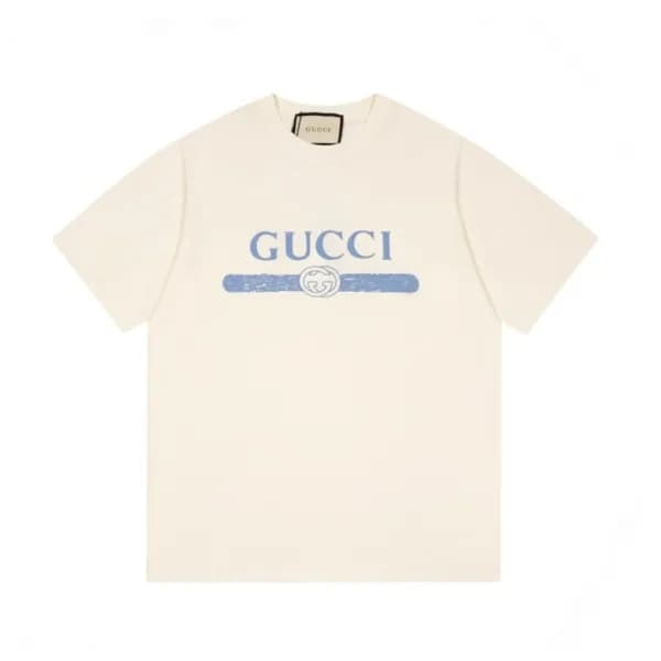 구찌 남/녀 아이보리 크루넥 반팔티 - Unisex Ivory Tshirts - guc04… - 1