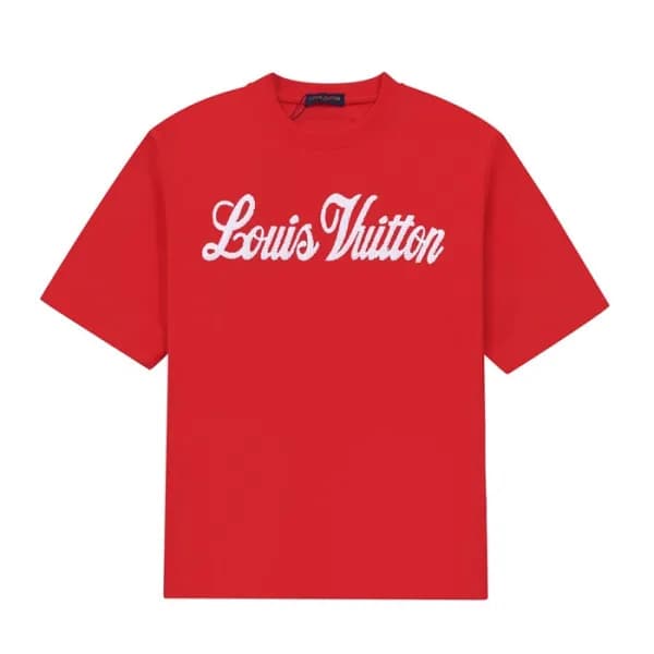 루이비통 남성 레드 크루넥 반팔티 - Mens Red Tshirts - lou04993x - 1