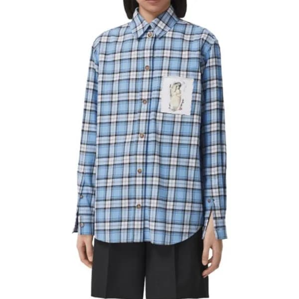 버버리 남/녀 클래식 블루 셔츠 - Unisex Blue Tshirts - bur04459… - 1