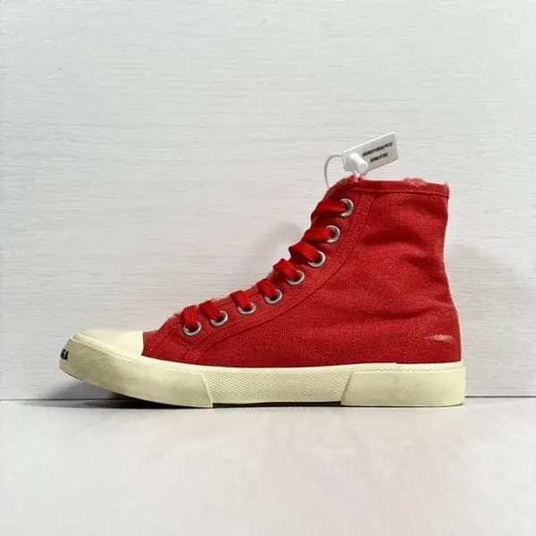 발렌시아가 남/녀 클래식 레드 하이탑 스니커즈 - Unisex Red Sneakers - … - 1