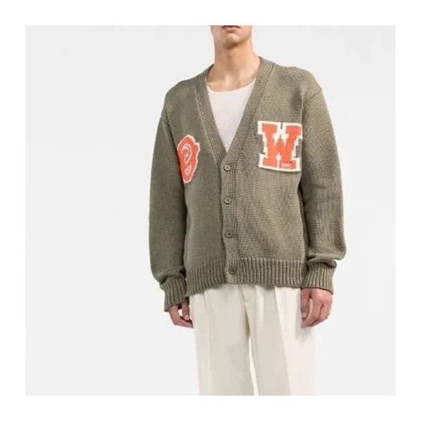 오프화이트 남성 브이넥 그린 가디건 - Off-white Mens Green Cardiga… - 1