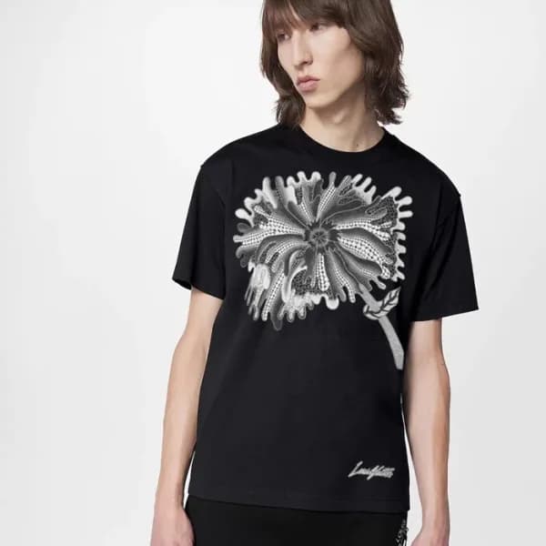 루이비통 남성 블랙 크루넥 반팔티 - Louis vuitton Mens Black Tshi… - 1