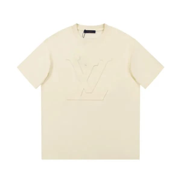 루이비통 남성 아이보리 크루넥 반팔티 - Louis vuitton Mens Ivory Sh… - 1