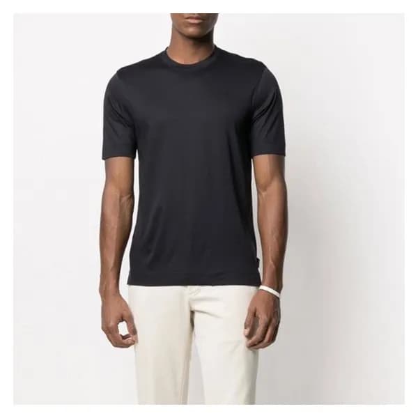 제냐 남성 블랙 크루넥 반팔티 - Zegna Mens Black Short sleeved … - 1