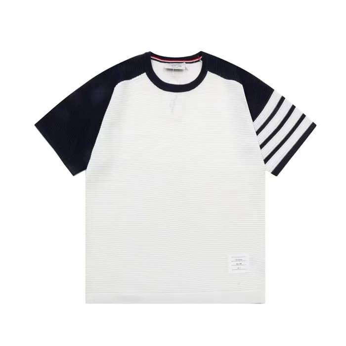 톰브라운 남성 크루넥 블루 반팔티 - Thom Browne Mens Blue Tshirts… - 1
