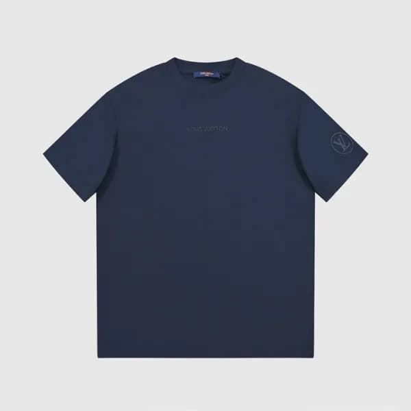 루이비통 남성 네이비 크루넥 반팔티 - Louis vuitton Mens Navy Shor… - 1