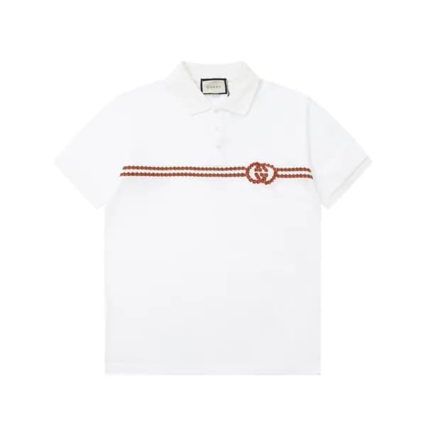 구찌 남/녀 화이트 폴로 반팔티 - Gucci Unisex White Short sleev… - 1
