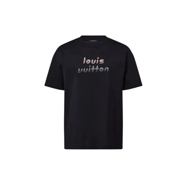 루이비통 남성 크루넥 블랙 반팔티 - Louis vuitton Mens Black Shor… - 1