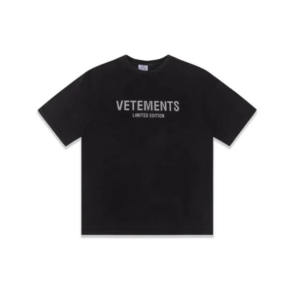 베트멍 남/녀 트렌디 블랙 반팔티 - Vetements Unisex Black Tshirt… - 1