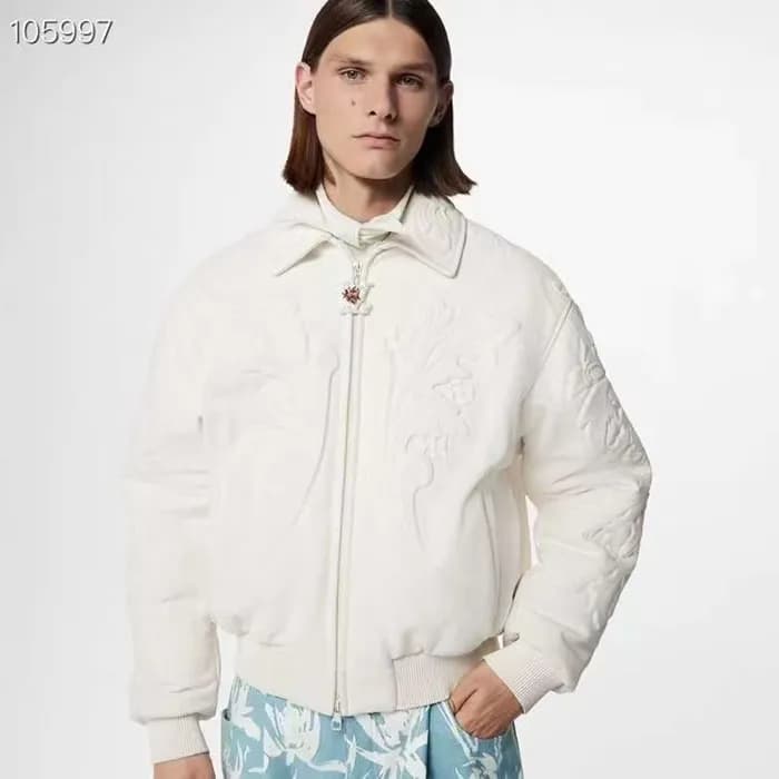 루이비통 남성 화이트 가죽자켓 - Louis vuitton Mens White Jacket… - 1