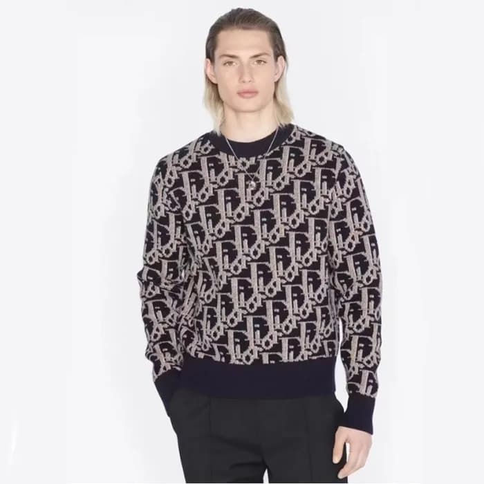 디올 남성 네이비 크루넥 니트 - Dior Mens Navy Knitwear - di721… - 1