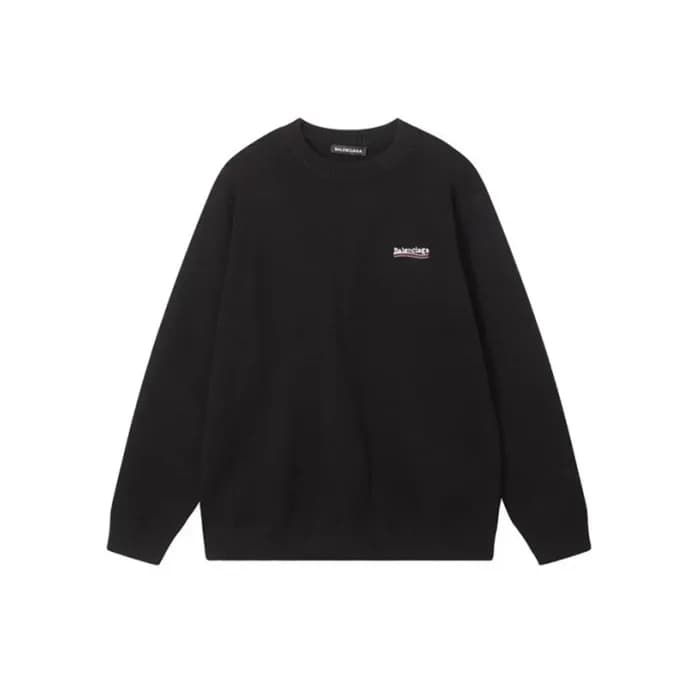 발렌시아가 남성 블랙 크루넥 니트 - Balenciaga Mens Black Knits -… - 1