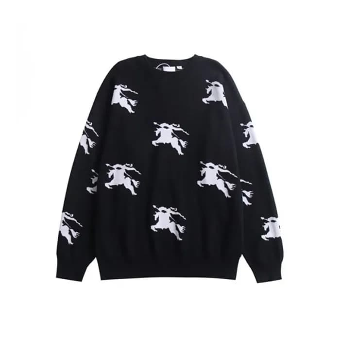 버버리 남성 블랙 크루넥 스웨터 - Burberry Mens Black Sweaters -… - 1