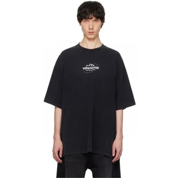 베트멍 남/녀 블랙 반팔 티셔츠 - Vetements Unisex Black Tshirts… - 1