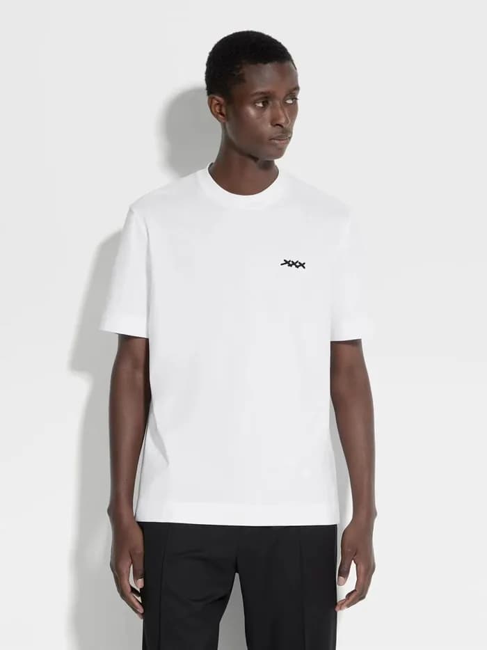 제냐 남성 화이트 반팔 티셔츠 - Zegna Mens White Tshirts - zec0… - 1