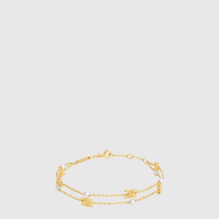 셀린느 여성 트리옹프 펄 더블 브레이슬릿 - Celine Womens Triomphe Pearl Double Bracelet - acc10608x - 1