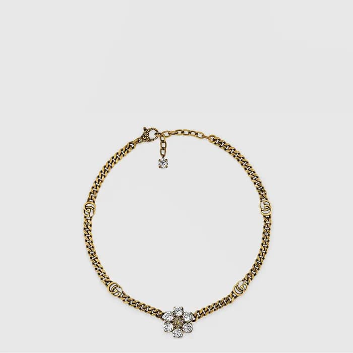 구찌 여성 크리스탈 더블 G 네크리스 - Gucci Womens Crystal Double G Necklace - acc10860x - 1
