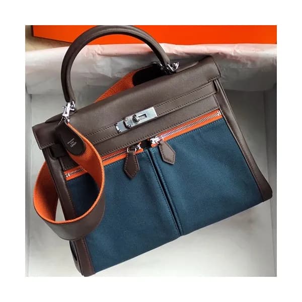 Hermes Lakis Kelly Swift Leather Tote Shoulder Bag… - 1