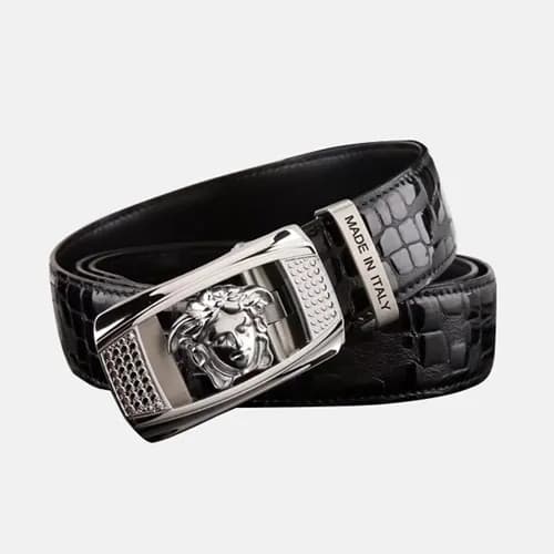 Versace 2019 Mens Palazzo Medusa Steel Buckle Leat… - 1