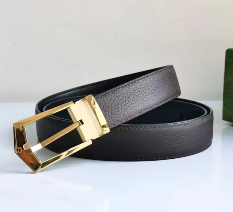 Gucci 2023 Mens Business Classic Buckle Leather Be… - 1