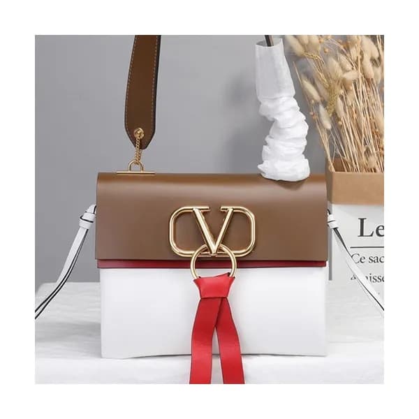 Valentino 2019 V-ring Leather Shoudler Bag,24CM - … - 1
