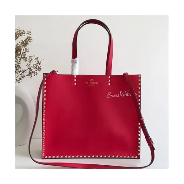 Valentino 2019 Leather Rockstud Tote Shoudler Bag,… - 1
