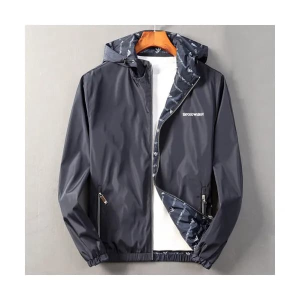 Armani 2019 Mens Logo Reversible Windproof Jacket … - 1