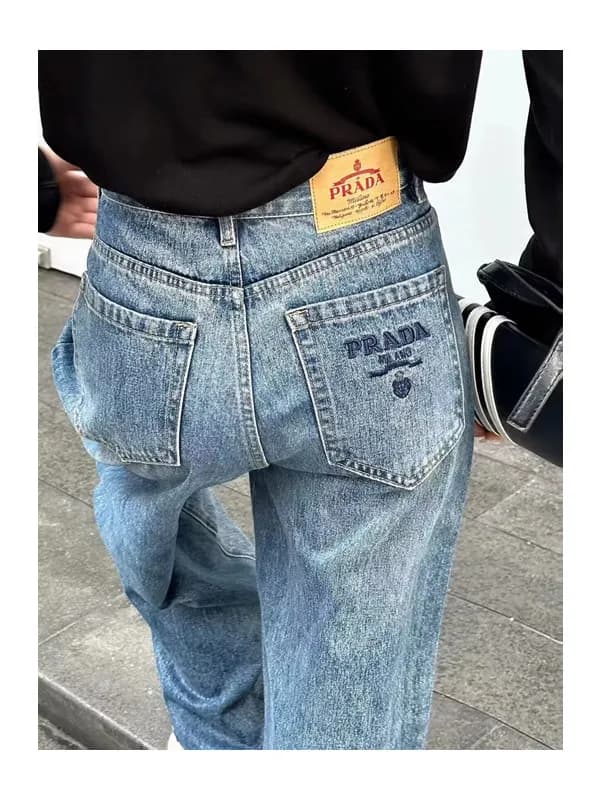 Prada 2023 Womens Classic Logo Denim Pants - 프라다 2…