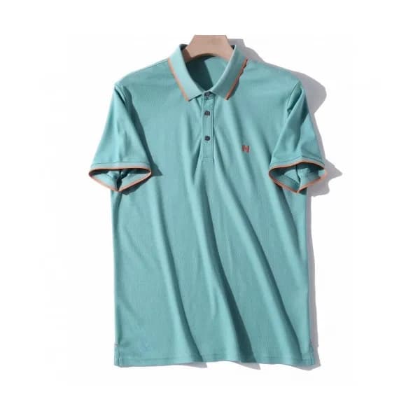 Hermes 2019 Mens Logo Cotton Polo Short Sleeved Ts… - 1