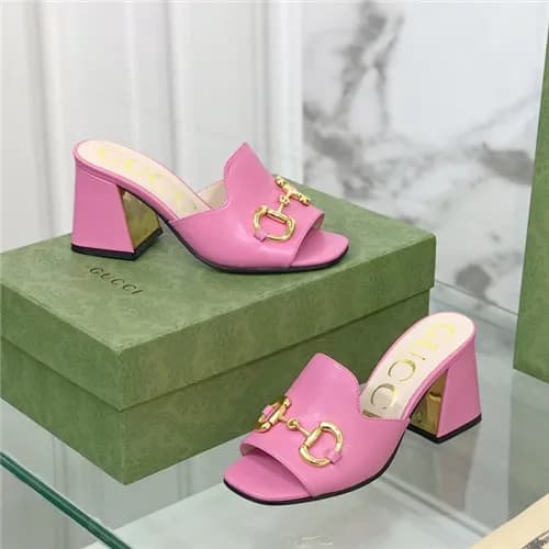 Gucci 2021 Women's Leather High Heel Slipper,G… - 1