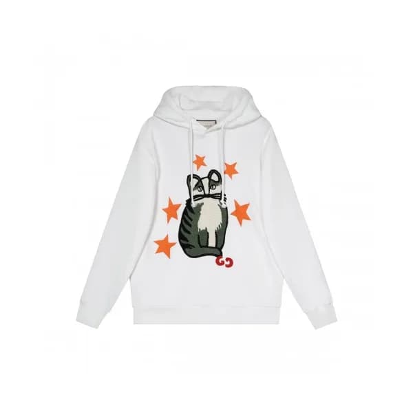 Gucci Mm/wm Logo Casual Oversize Cotton Hoodie Wh… - 1