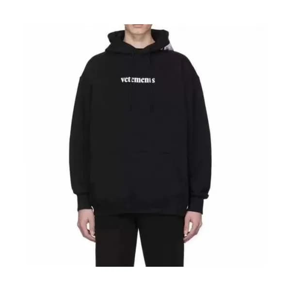Vetements Mm/Wm Logo Oversize Cotton Hoodie Black… - 1