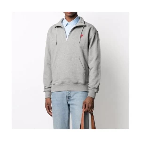 Ami Mens Logo Casual Cotton Man-to-man Gray - 아미 … - 1