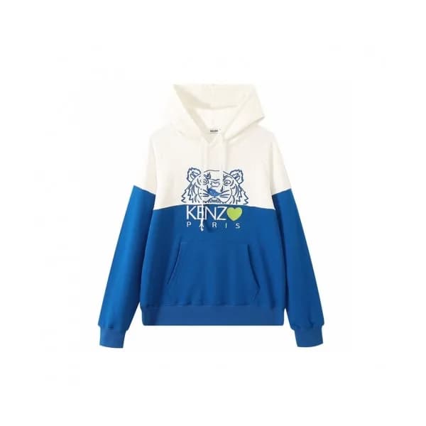 Kenzo Mm/Wm Signature Tiger Cotton Hoodie Blue - 겐… - 1