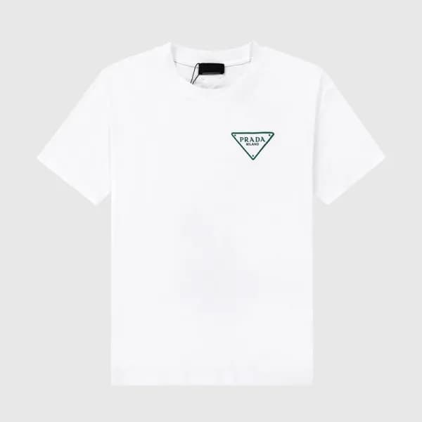 프라다 남자 크루넥 화이트 반팔티 - Unisex White Tshirts - Pra02… - 1